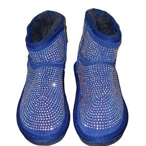 Blue Rhinestone Bling Embellished Suede Short Boots Women's Size 7 Ugg inspired